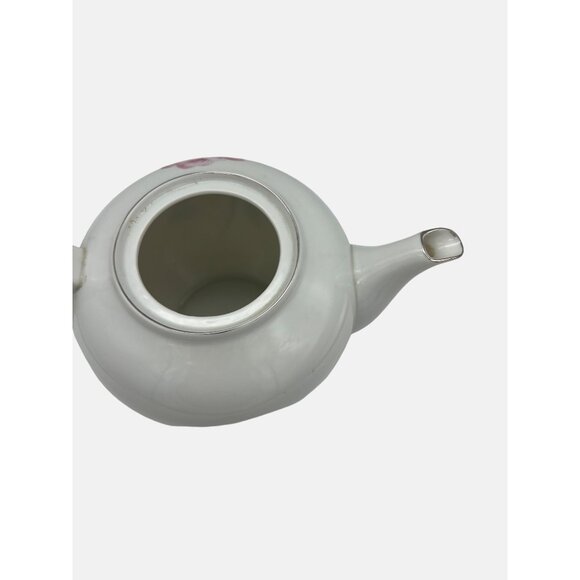 Orient China Japan Teapot Pink Floral Design Platinum Trim 5.5" - Picture 4 of 7